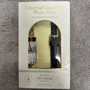 Black Leather Universal Crossbody Phone Strap